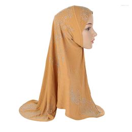 Ethnic Clothing H968 Latest Muslim Instant Hijab With Many Rhinestones Islamic Scarf Pull On Headscarf Arabic Hats