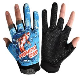 Five Fingers Gloves Fishing AntiUV Men Women Fingerless Sunscreen Antiskid Spring Summer Ice Cool Breathable Cycling Sport 230823