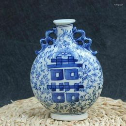 Vases Old Chinese Blue And White Porcelain Hand Painting Double Happiness