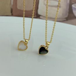 Pendant Necklaces Small Love Heart Natural White And Black Mother Of Pearl Necklace MOP Charms Jewellery For Women