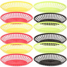 Dinnerware Sets Basket Woven French Fries Hamburger Serving Tray Plate Fast- Storage Fruit Plastic