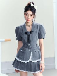 Clothing Sets 2023 Summer Fashion Women Korea Uniform Style Jk Dress Set Women's Two-piece Pleated Short Skirt Collge