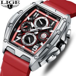 Wristwatches Mens Watches LIGE Top Brand Luxury Casual Quartz Watch Men Chronograph Sport Waterproof Fashion Red Watch Relogios Masculino 230822