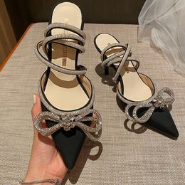 High 791 Dress Heel Sandals Pumps Crystal Bowknot Ankle Strap Sexy Heels Ladies Prom Shoes Women Female Footwear 230822 s c