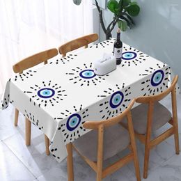 Table Cloth Rectangular Fitted Evil Eye Print Waterproof Tablecloth 40"-44" Cover Backed With Elastic Edge