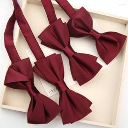 Bow Ties Fashion Classic Men's Luxury Bowties Solid Wine Red Festive Bridegroom For Men Business Party Wedding