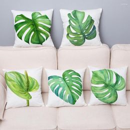 Pillow Super Soft Short Plush Cover Tropical Green Plant Covers 45 45cm Throw Pillows Cases Sofa Home Decor Pillowcase