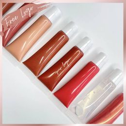 Lipstick Pre-Made Lip Gloss Nude Colors Pigmented Wholesale Private Label Printed on Package 15ml Squeeze Tube Vegan Cruelty Free 230823