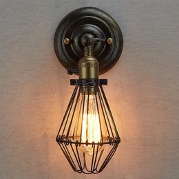 Wall Lamps Edison Vintage Chandeliers Rustic Wire Hanging Industrial Cage Light bedroom corridor293M