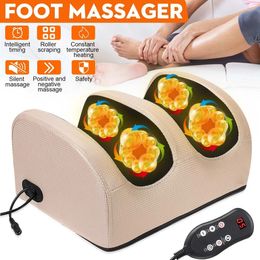 Foot Massager Remote Control Electric Machine Heating Therapy Shiatsu Kneading Roller Vibrator Compression Deep Muscles Gift 230823