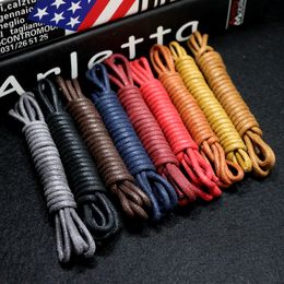 Shoe Parts Accessories 1Pair Cotton Waxed Shoelaces Round Oxford laces Boots Laces Waterproof Leather Shoelace Length 6080100120140180cm 230823