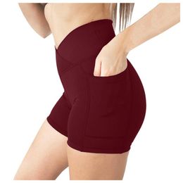 Women's Shorts Yoga Pants Athletic Running Leggings Bicycle Push-up Safety Briefs With Side Pocket Short