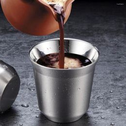 Mugs 160ml/80ml Mug Double Wall Anti-scald Easy Cleaning Stainless Steel Smooth Surface Coffee Cup For Cafe Leak Proof