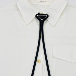 Leather designer tie womens mens bolo ties enamel triangle thin drawstring cool neckwear fashion solid Colour black white shirt formal luxury neck tie