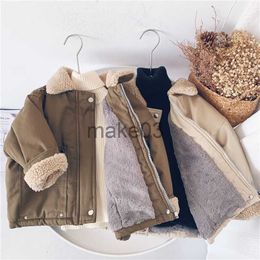 Down Coat Girls Coat Jacket CottonOutwear Overcoat 2022 Lapel Warm Thicken Velvet Winter Plus Size Children's Clothing J230823