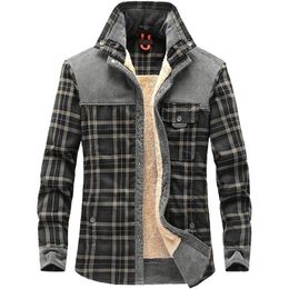 Men's Casual Shirts Men Winter Plaid Shirts Jackets Fleece Warm Shirts Coats High Quality Men Cotton Fit Business Casual Outerwear Shirts Jackets 4 230822