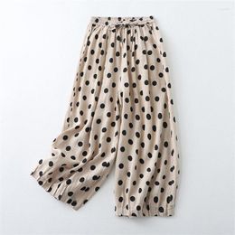 Women's Pants Gowyimmes Summer Big Size Women Thin Cotton And Linen Casual Lady Harem Pant Dot Trousers Female Ankle-length Mujer PD1596