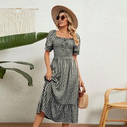 Casual Dresses Charming Women Dress Elastic Chest Wrap Dressing Up Waist Tight Lady Plaid Print Beach