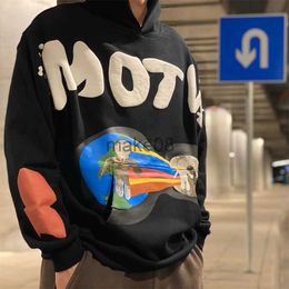 Men's Hoodies Sweatshirts Autumn and Winter Trend Rainbow Earth Letter Print Fashion Hip Hop Hoodie American Street Plush Sweater Loose Men's Hoodie J230823