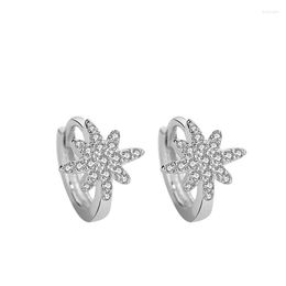 Stud Earrings Authentic 925 Sterling Silver Earring Fashion Snowflake Crystal For Women Girl Wedding Party Jewellery Gift