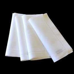 Table Napkin 12 Pieces White Napkins Hemstitched Cocktail Napkin For Party Wedding Table Cloth Linen Napkins Fabric Cotton Dinner Napkin 230823