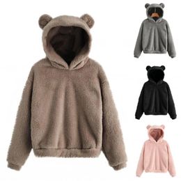 Women's Hoodies Sweatshirts Autumn Winter Women's Hoodies Winter Women Long Sleeve Rabbit Ear Hood Sweatshirt Cute Plush Warm Casual Hoodie Tops 230822