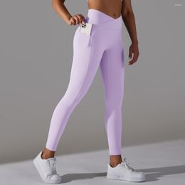 Women's Leggings High Waist Naked Feeling Women Sport Fitness Running Yoga Pants With Pocket Gym Elasticity Energy