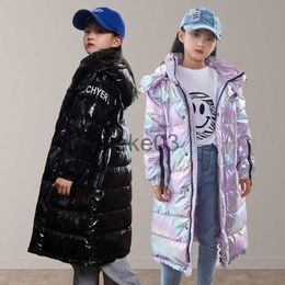 Down Coat New children's thin down jacket Girls fashion shiny windproof and waterproof down jacket Boys' Black Stain Resistant Long Coat J230823