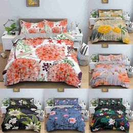 Bedding sets Floral Print Bedding Set Tropical Leaves Duvet Cover Adults Kids Quilt Cover With case Full Sizes Home Textiles R230901