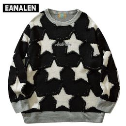 Men's Sweaters Harajuku Vintage Star Knit Sweater Men's Jumper Oversized Sweater Aesthetic Thick Sweater Grandpa Ugly Sweater Women's Y2K 230815