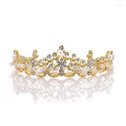 Hair Clips White Crown Shinning Crystal Pearl Tiaras Fashion Handmade Beads Bridal Hairband Headwear Wedding Accessories H1131