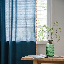 Sheer Curtains Blue cotton broom shaped tassels blackout curtains for bedroom livingroom Children's room exterior door curtain 230822