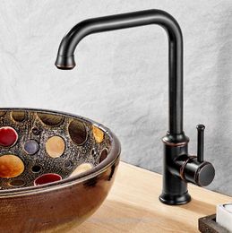 Kitchen Faucets Wet Bar Bathroom Vessel Sink Faucet Black Oil Rubbed Bronze One Handle Swivel Spout Mixer Tap Single Hole Msf091