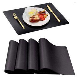 Table Mats Black Placemat Faux Leather Polyester Mat For Kitchen Dining Stain-Resistant Christmas Decorations Home