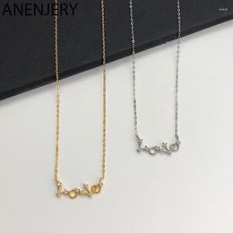 Chains ANENJERY Silver Colour Zircon Letter LOVE Pendant Necklace For Women Elegant Dainty Clavicle Chain Jewellery Gift