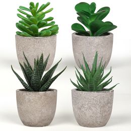 Faux Floral Greenery Mini Artificial Aloe Plants Bonsai Small Simulated Tree Pot Fake Flowers Office Table Potted Ornaments Home Garden Decor 230822
