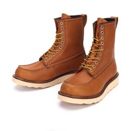 Boots Autumn Winter High Casual Men Vintage Genuine Leather Shoes Handmade Tooling Midcalf Outdoor Motorcycle 230823