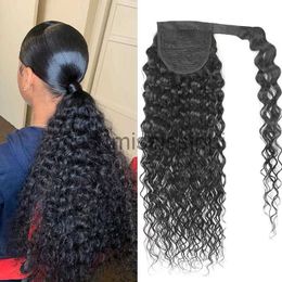 Synthetische Perücken Deep Wave Wrap um Pony Schwanzclip in Haare Kordelzug Brasilianischer menschlicher Pferdeschwänze Haarstück für schwarze Frauen 120g x0823