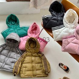 Down Coat Korean Cotton Hooded Kids Jacket Winter Thicken Warm Girls Boys Casual Cotton Coats Outerwear Windproof Down Jackets J230823