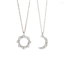 Chains Silver Colour Sun Moon Pendants & Necklaces Lovers Retro Short Chain Choker Necklace Friends Women Fashion Jewellery