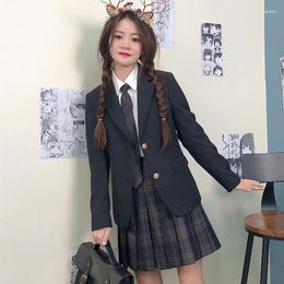 Clothing Sets Girls JK Uniform Suit Japanese College Set Black Long Sleeve Blazer Skirt Suits Ladies Cute School 2 Piece Outfits