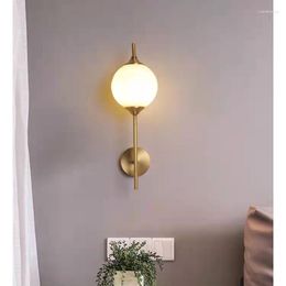 Wall Lamps White Glass Brass LED Lights For Bedroom Stairs Aisle Parlor Style Lamp G9 Bulb Copper Drop