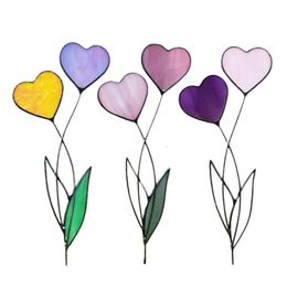 Garden Decorations Coloured Metal Heart Stake Flower Stain Love Sign Yard Insert Decor CorrosionResistant Waterproof 230822