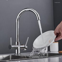 Kitchen Faucets Filtered Pure Drinking Water Sink Faucet Single Hole Double Handle Rotatable And Cold