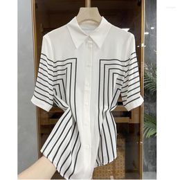 Women's Blouses Striped Short Sleeve Shirt Top For Womens Tops Camisas De Mujer