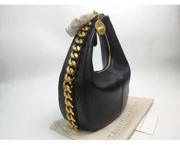 Stella Mccartney Frayme Medium Zipped Shoulder Bag Women Small Leather Lady Hobo Bags With Luxury Designer Black Gold Medall Purse