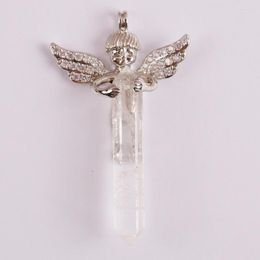 Pendant Necklaces Natural Clear Crystal Stone Bead GEM Lucky Angel Jewellery S3018