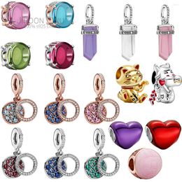 Loose Gemstones Valentine's Day Roses Pendant High Quality 925 Sterling Silver Forever Always Love Charm Bead Fit Bracelet Women Gift