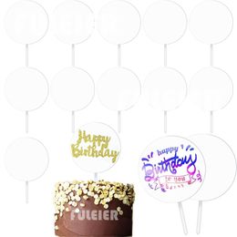 Other Event Party Supplies 15 or 20pcs Round Acrylic Cake Toppers Clear Blank Circle DIY Topper for Wedding Birthday PartyCake Decorations Tools 230822