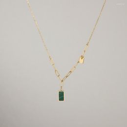 Pendant Necklaces 316L Stainless Steel Simple Imitation Malachite Green Striped Necklace High Quality 18K Plated Women Collar